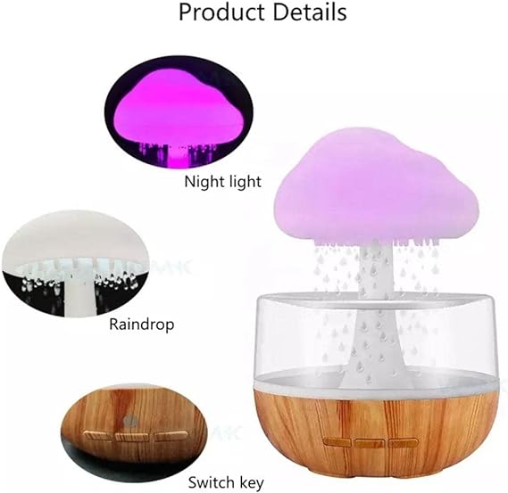 🌧️ Rain Cloud Humidifier (Aroma Diffuser + Night Light)
