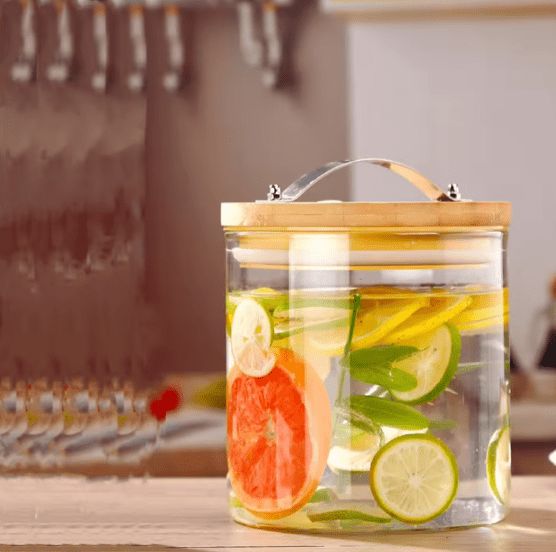 🍹 Glass Beverage Dispenser with Wooden Stand (3L)