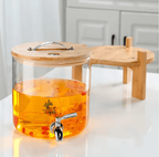 🍹 Glass Beverage Dispenser with Wooden Stand (3L)