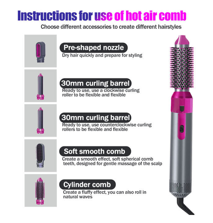 💇‍♀️ Ceramic Air Wrap Styler 5-in-1 (Hair Dryer & Styling Set)