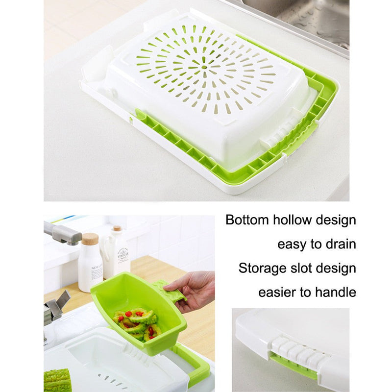 🥬 3-in-1 Multi-Function Cutting Board with Drain Basket