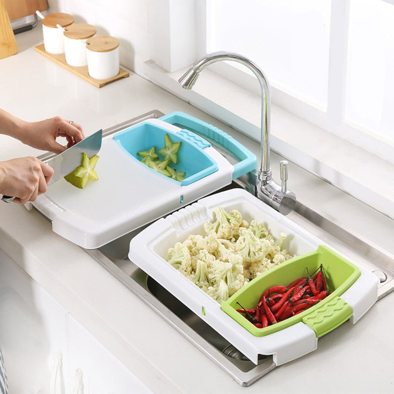 🥬 3-in-1 Multi-Function Cutting Board with Drain Basket