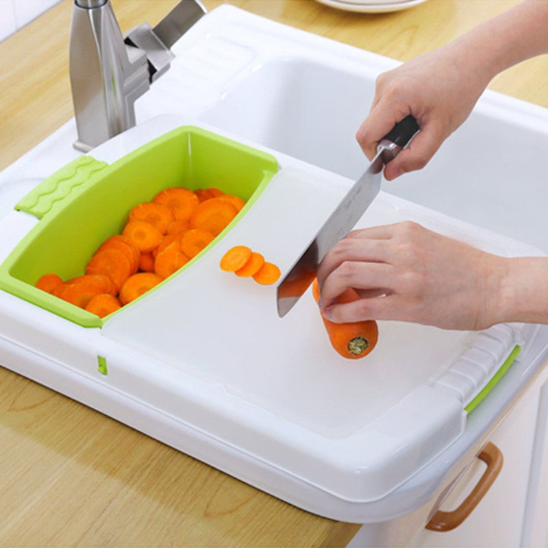 🥬 3-in-1 Multi-Function Cutting Board with Drain Basket