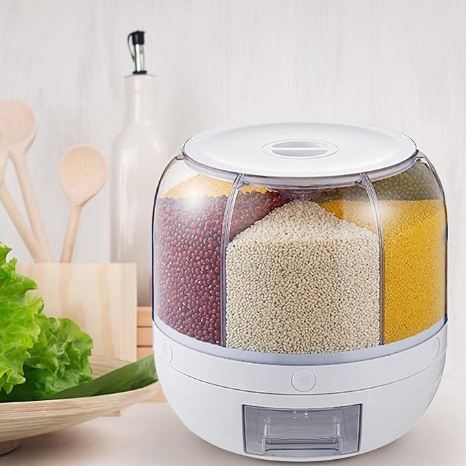 🍚 Rotating Food Storage Dispenser (Multi-Grain Container)