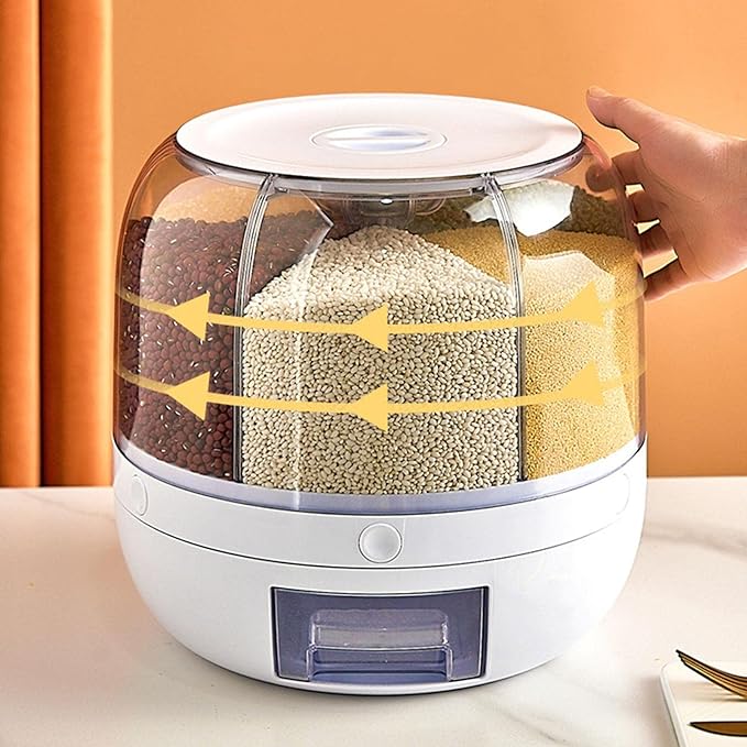 🍚 Rotating Food Storage Dispenser (Multi-Grain Container)