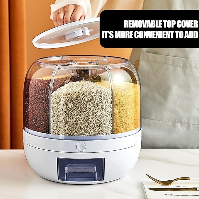 🍚 Rotating Food Storage Dispenser (Multi-Grain Container)